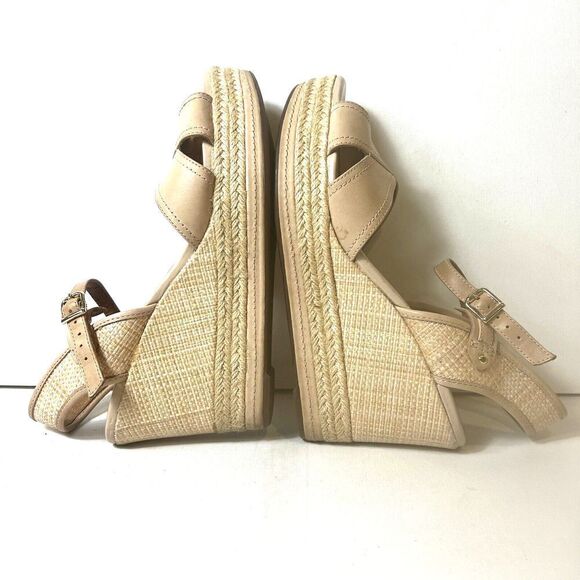 Clarks Indigo Rope Wedge Sandal Casual Women 10M Tan Leather Sling Back Open Toe - Picture 5 of 11